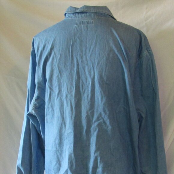 J. Peterman Blue Button Down Size XXL 100% Cotton Dual-Pocket EUC - Picture 4 of 8